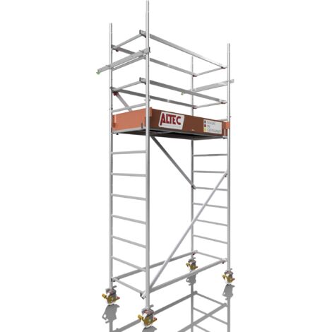 Rollfix 2.0 400, hauteur de travail 4m, roues d'échafaudage incluses (Ø150mm) & ancrages muraux