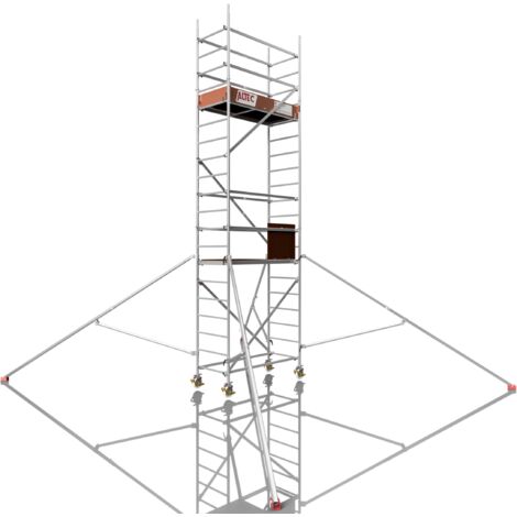 Rollfix 2.0 600, hauteur de travail 6m, roues d'échafaudage incluses (Ø150mm) & stabilisateur triangulaire