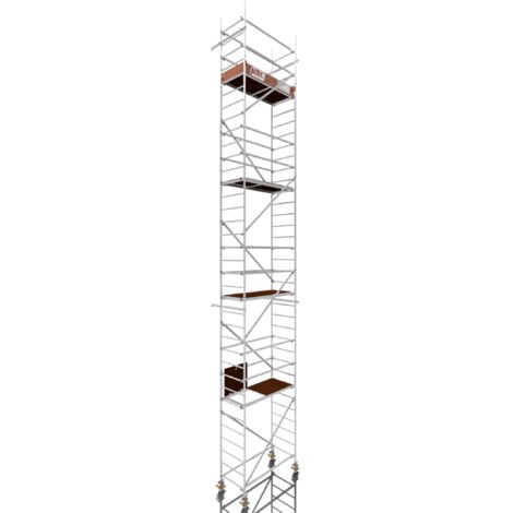 Rollfix 2.0 1000, hauteur de travail 10m, roues d'échafaudage incluses (Ø150mm) & ancrages muraux
