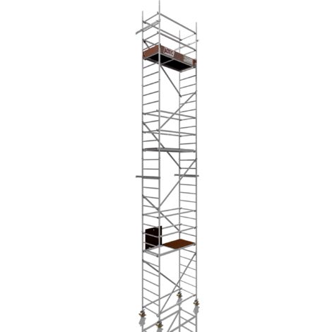Rollfix 2.0 900, hauteur de travail 9m, roues d'échafaudage incluses (Ø150mm) & ancrages muraux