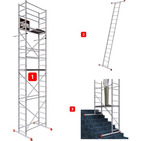 AluCombine 3.0 - 700, hauteur de travail 7m, échafaudage échellee & traverse