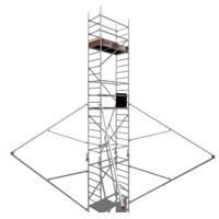 Rollfix 2.0 600, hauteur de travail 6m, roues d'échafaudage incluses (Ø125mm) & stabilisateur triangulaire