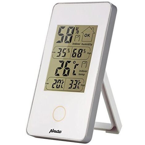 Alecto WS-75 - Termometro/igrometro Digitale, Misura la Temperatura e l'umidità in Ambienti Interni, Funzionamento a Batteria, Display LCD, Bianco (1/4)