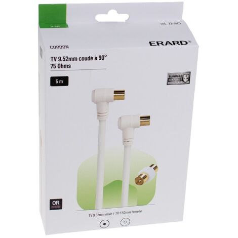 Erard - cavo tv 9,52 mm 90° m/f + adattatore 5m - 724501 - 3700117245017