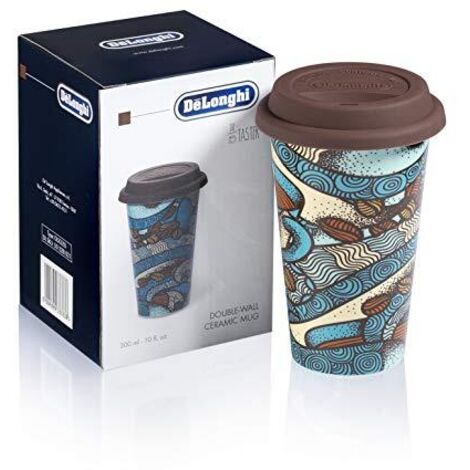 De'Longhi Travel Mug DLSC055 Taster Tazza Termica in Ceramica per bevande calde e fredde, tappo in silicone, capacità 300ml con coperchio, Facile da Trasportare (1/4)