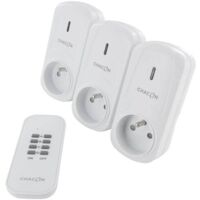 Chacon - set di 3 spine on/off con telecomando (2000w) - 54663 - 5411478546634