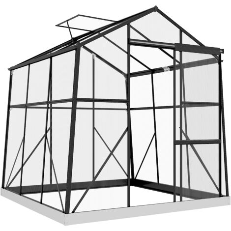Gewächshaus Treibhaus Frühbeet, wetterbeständig, 192 x 192 x 203 cm, Schwarz