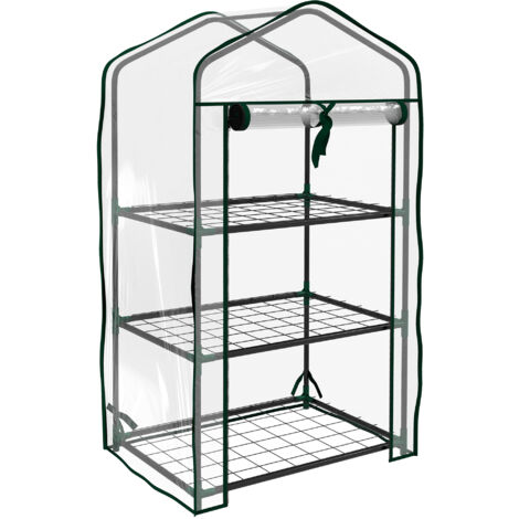 Invernadero de Jardín con 3 Estantes 1 Puerta con Cremallera para Cultivo de Plantas 59x39x127 cm Transparente (1/5)