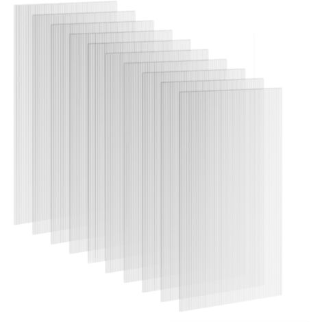 10 Plaques Alvéolaires en Polycarbonate 4 mm, UV Resistant, Panneau Alvéolaire Double de Serre, 120x60 cm, Transparent