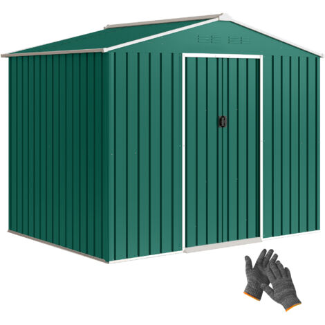 Cobertizo de Jardín Exterior 3,6 m² 236x171x191 cm con Puertas Correderas y Ranuras de Ventilación Verde (1/5)