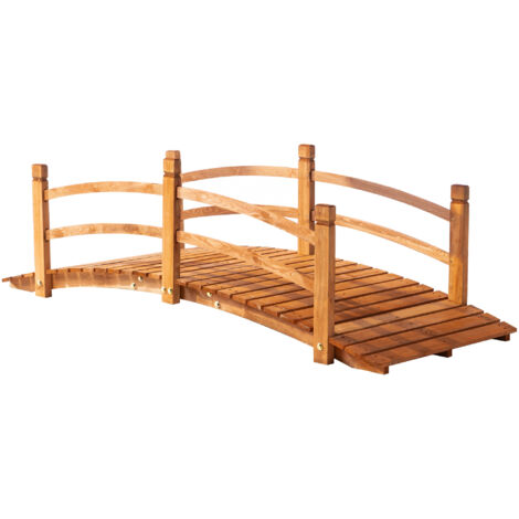 Puente de Arco 185x72x58 cm con Pasamanos Puente de Jardín para Decoración Patio Carga 200 kg Natural