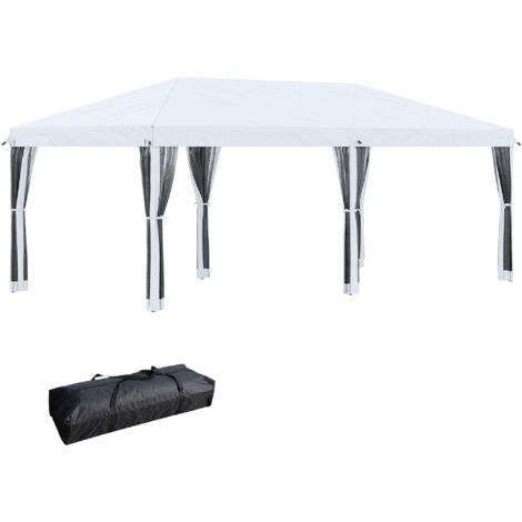 Gazebo da Giardino 6x3 m Pieghevole con Zanzariera e Borsa di Trasporto, Crema (1/5)