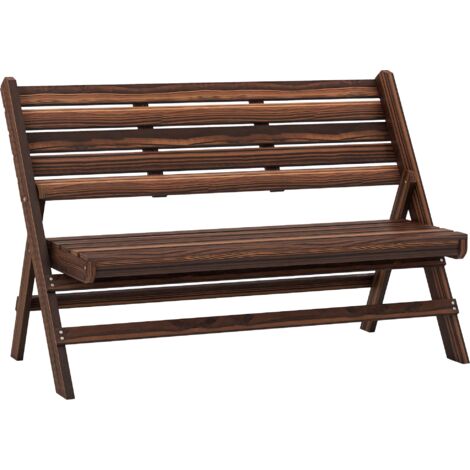 Panchina da Giardino 2 Posti Pieghevole a Doghe di Pino, 122x63x83 cm, Carbonizzato (1/5)