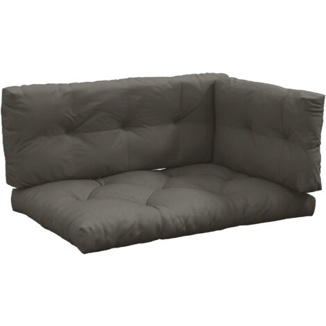 Set 3 Pezzi Cuscini da Giardino per Divani e Pallet in Poliestere con Imbottitura Spessa, Grigio Carbone