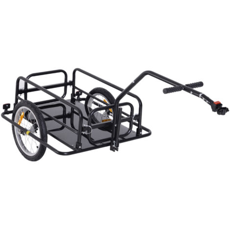 Remolque de Carga para Bicicleta Plegable con 2 Ruedas Reflectores Seguros Carga 40 kg 155x71,5x77 cm Negro (1/5)