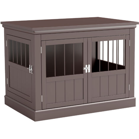 Jaula para Perros Pequeños Mesa Auxiliar Moderna con 3 Puertas Francés con Cierre Magnético 78x53x59,3 cm Café (1/5)