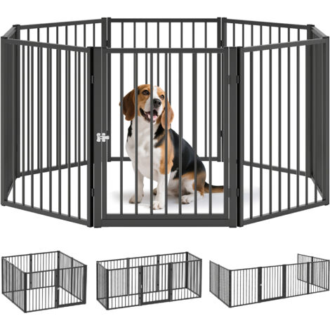 Parc pour chien, parc pour animaux, 8 panneaux, clôture portable pliable, sécurisé, noir (1/5)