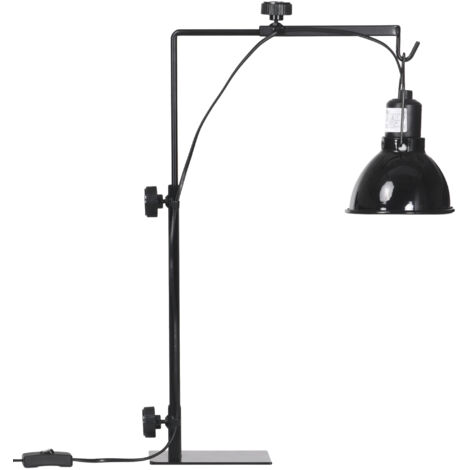 Support de lampe chauffante pour reptiles hauteur et largeur réglables pour amphibiens base en acier 32 x 9 x 67 cm noir