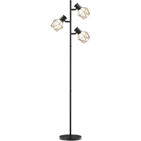 3-Licht-Stehlampe mit flexiblen Leuchtelementen, baumähnliche Struktur, für Wohnzimmer und Schlafzimmer, Metall, Schwarz