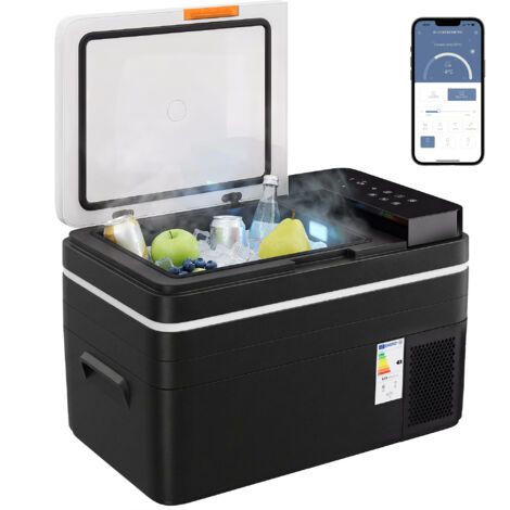 Kompressor Kühlbox 30L -20℃-20℃ Elektrische Kühlbox mit APP-Steuerung LED-Leuchten USB Anschluss Batterieschutz