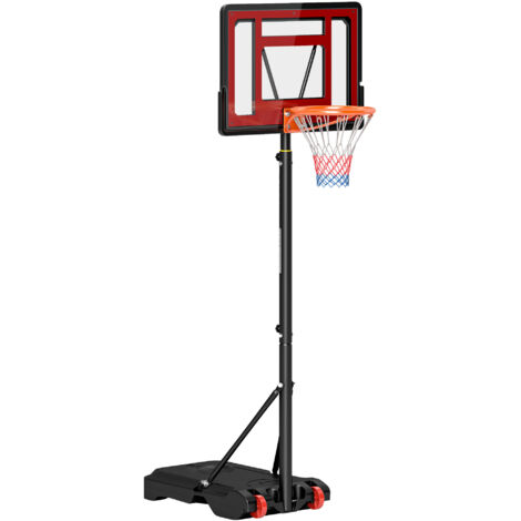 Panier de basket extérieur hauteur réglable 160–210 cm panier de basket sur pied à roulettes base remplissable noir (1/5)