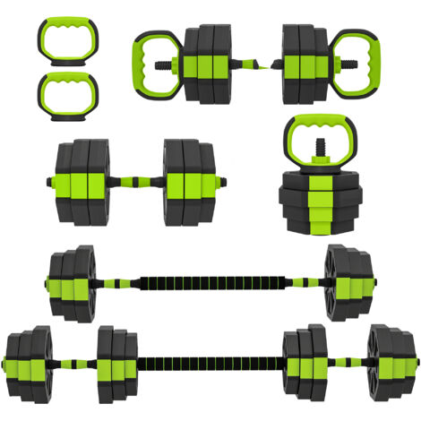 Juego de Mancuernas Ajustables 25 kg 6 en 1 como Kettlebell Barra Mancuernas Soporte para Flexiones para Gimnasio Casa (1/5)