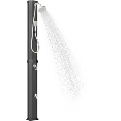 Ducha Solar Jardín 60L con Cabezal Ducha de Mano Grifo para Pies y Temperatura Ajustable Máx. 60 °C para Piscina Negro