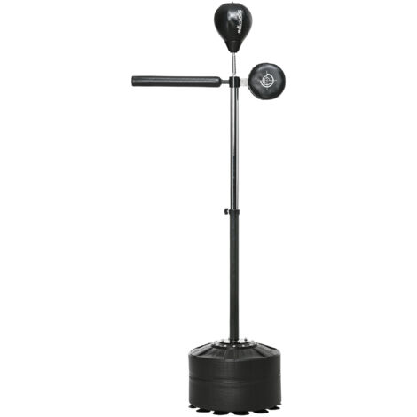 Höhenverstellbarer Punchingball, 360° drehbar, inkl. Boxbandagen, Schwarz, 80,5 x 48 x 163-205 cm