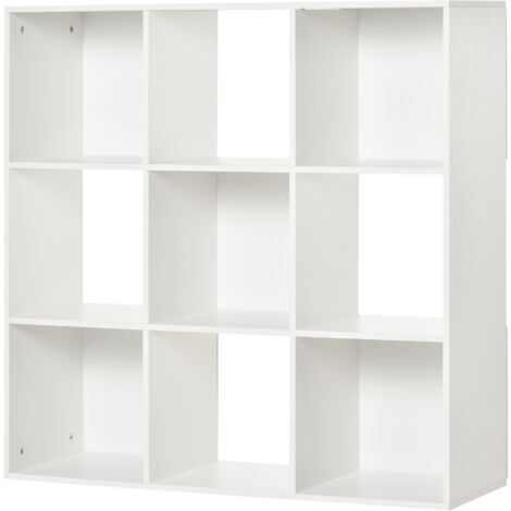 Libreria Bianca per Casa e Ufficio, Scaffale dal Design Moderno con 9 Scomparti , 91.5 x 29.5 x 91.5 cm (1/5)