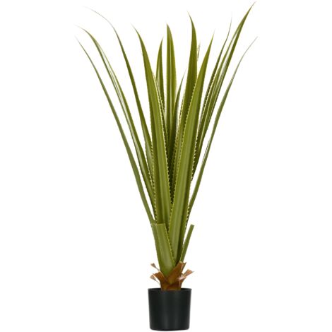 Plante artificielle type agave en pot hauteur 90 cm, 16 feuilles, interieur extérieur, grand réalisme (1/5)