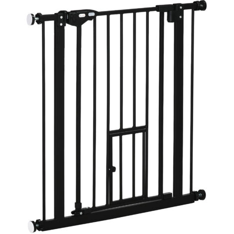 Cancelletto per Cani Estensibile con Fissaggio a Pressione e Chiusura Automatica, 68x76.2 cm, Nero (1/5)