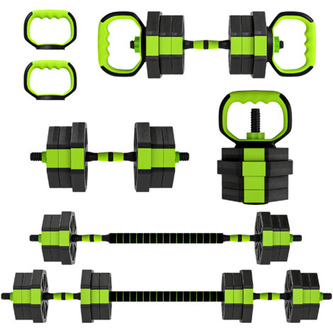 Juego de Mancuernas Ajustables 20 kg 6 en 1 como Kettlebell Barra Mancuernas Soporte para Flexiones para Gimnasio Casa (1/5)