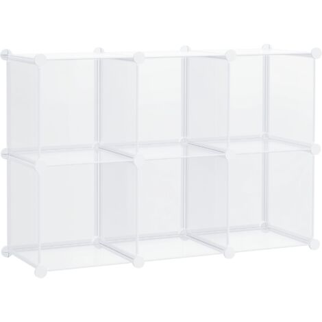 Mobile Scarpiera Modulare Salvaspazio, 6 Cubi in Plastica PP, 65x32x162 cm, Trasparente (1/5)