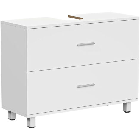 Mueble Bajo Lavabo con 2 Cajones Estilo Moderno para Lavabo sin Pedestal 80x30x60 cm Blanco (1/5)