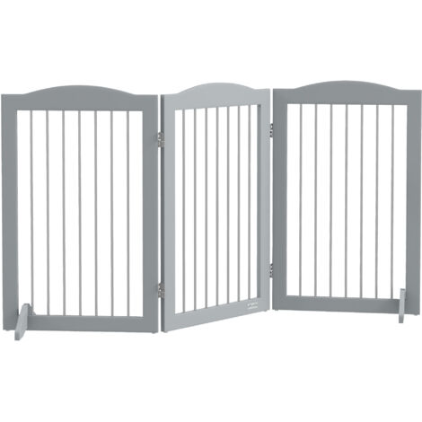 Barrera de Seguridad para Perros para Escaleras y Puertas Diseño Plegable y Soporte de Pie 154x30x80 cm Gris (1/5)