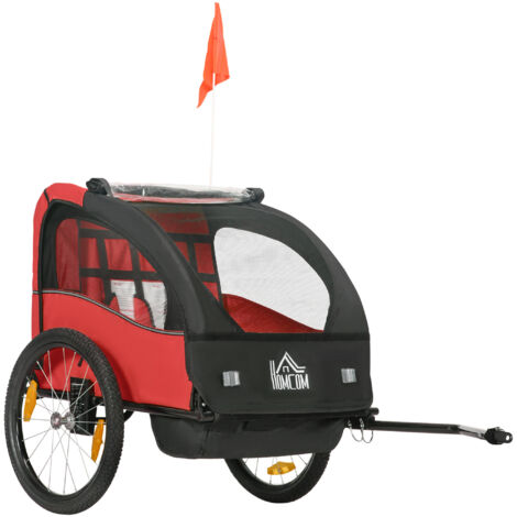 Remolque de Bicicleta para Niños +18 Meses con Cinturón de Seguridad Sistema de Amortiguador 140x88x90 cm Rojo (1/5)