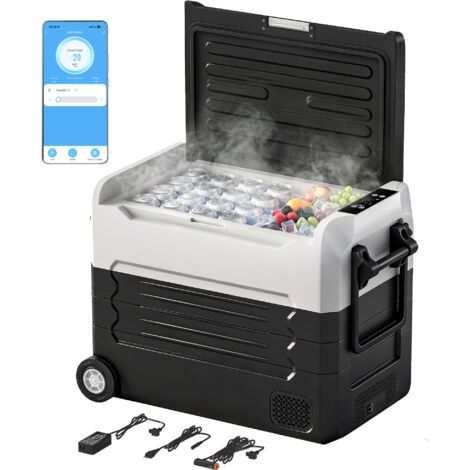 Kompressor Kühlbox 50L -20℃-20℃ Elektrische Kühlbox mit Dual-Zone Temperaturregelung APP LED Batterieschutz Klappgriff