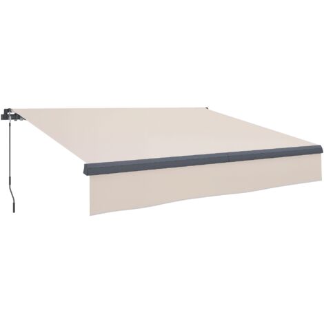 Toldo Manual Retráctil para Jardín con Manivela Protección UV Estructura de Metal y Aluminio 295x200 cm Crema (1/5)
