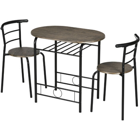Bistro-Set 3-teilig, 1 Tisch, 2 Stühle, 80 cm x 53 cm x 74,5 cm, Schwarz