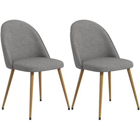 Pack de 2 Sillas de Comedor Sillas de Cocina Tapizadas de Tela de Lino con Patas de Acero Carga 120 kg 50x52x83 cm Gris (1/5)