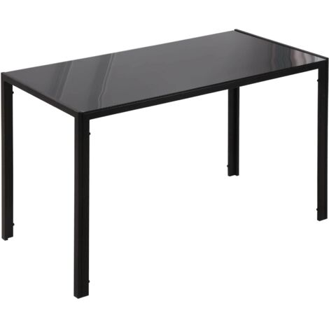 Mesa de Cocina de Cristal para 4-6 Personas con Patas de Metal Multifuncional para Cocina Salón 120x60x75 cm Negro (1/5)