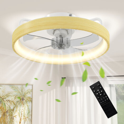 Ventilateur plafond avec lumière LED plafonnier ventilateur Ø49cm 7 pales 6 vitesses luminosité réglable mode été-hiver (1/5)