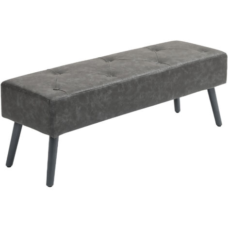 Banco de Pie de Cama Banqueta de dormitorio con Patas  y Asiento Acolchado 114x38x42 cm Gris (1/5)