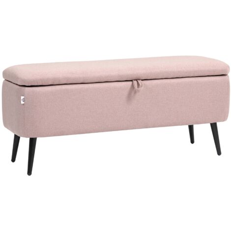 Banco de Almacenamiento con Tapa Abatible y Patas de Acero para Dormitorio Salón Entrada 101x38,5x44,5cm Rosa (1/5)