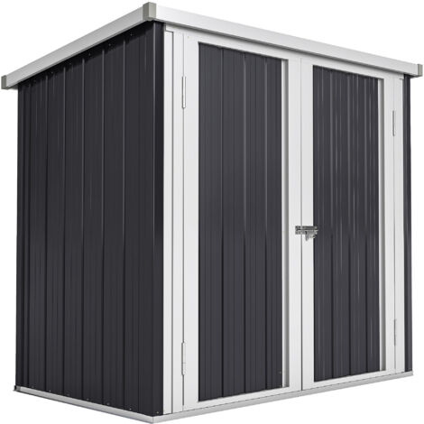 Outsunny Abri de Jardin - cabane de jardin 1,26 m² - cabanon rangement outils 2 Portes verrouillables - dim. 147L x 86l x 134H cm - tôle d'acier Noir Blanc