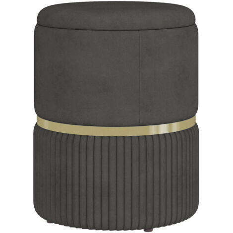 Pouf Contenitore 120 kg max per Soggiorno, Ingresso e Camera, in Poliestere, 36x36x44 cm, Grigio (1/5)