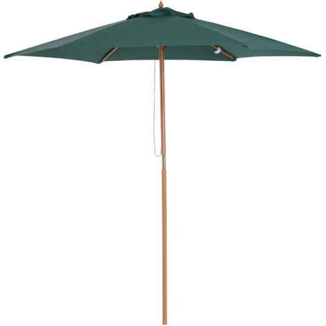 Sombrilla Parasol Ø250x230cm para Exterior con 6 Varillas Sistema de Polea Color Verde (1/5)