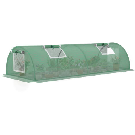 Invernadero Pequeño para Cultivo de Plantas con 4 Ventanas Marco de Acero y Cubierta de PE Anti-UV 200x80x45 cm Verde (1/5)