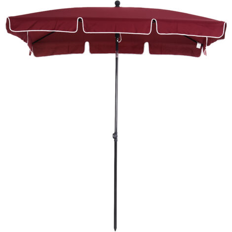 Sombrilla de Terraza de Aluminio 198x130x245 cm Parasol de Jardín Rectangular con Función de Inclinación Rojo Vino (1/5)