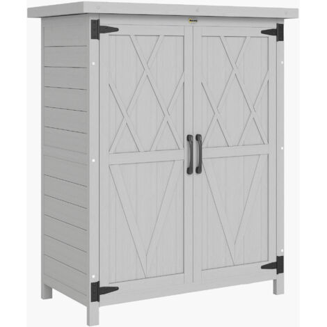 Abri de jardin armoire de jardin 3 étagères 2 portes toit en tôle galvanisé étanche massif 75 x 40 x 90 cm gris (1/5)